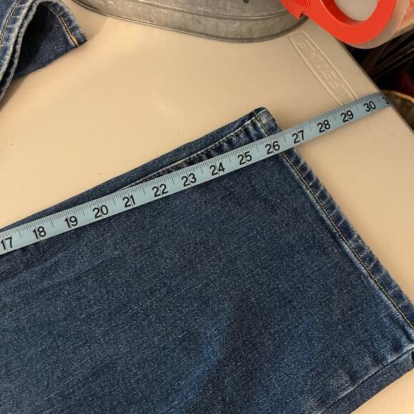 Levi's Blue Cotton Button Fly Cropped Ribcage Straight Ankle Jeans Size 16W - Picture 10 of 15